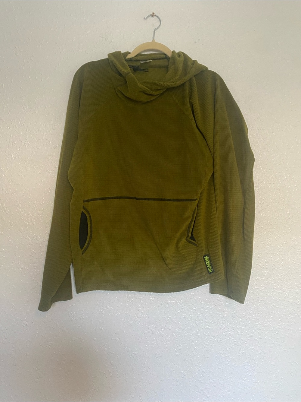 Melanzana Olive Green Micro Grid Hoodie Medium